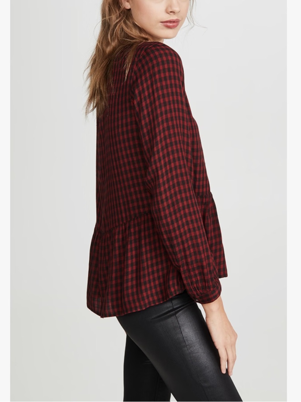Rails Celeste Garnet Ash Check Plaid Flannel Peplum Top Casual Cozy Size S - Picture 4 of 11